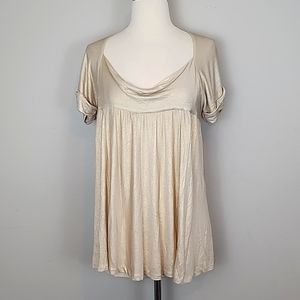 NWT Diane Von Furstenberg Gold Cowl Neck Short Sleeve Top